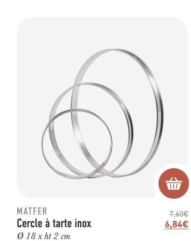 Cercle à tarte inox - Ø 18 x ht 2 cm - Matfer