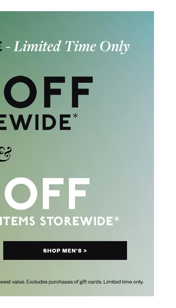 Shop Men's 20% Off Storewide