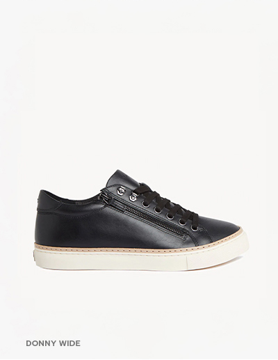 Donny Wide Sneaker in Black Leather