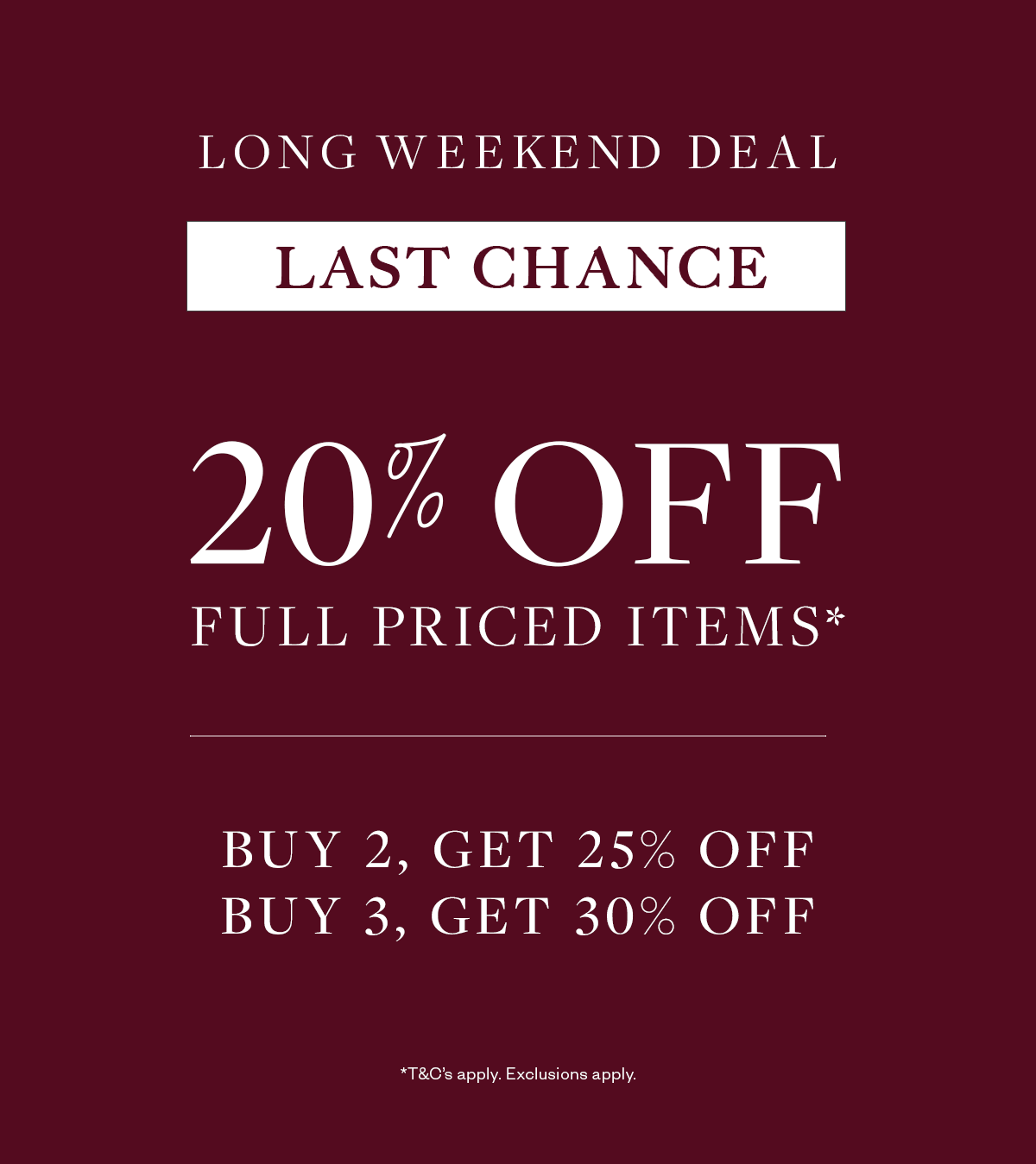 20% OFF FULL-PRICE