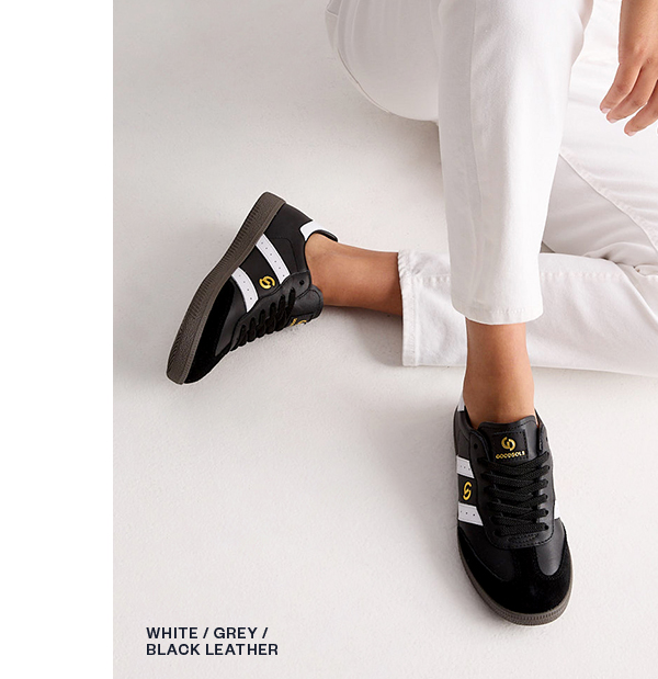 Black/White Leather