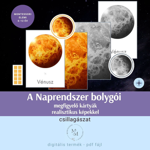 A Naprendszer bolygói - megfigyelő kártyák