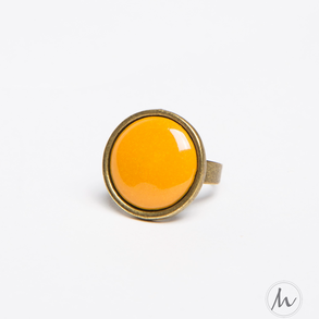 Okker sárga kerek tűzzománc gyűrű