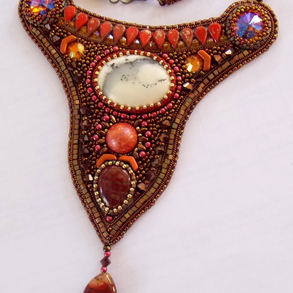 Ősz  -gyöngy hímzett nyaklánc