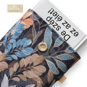 Őszi szonáta falevelekkel mintás KÖNYVTOK  gombos zárral - Artiroka design