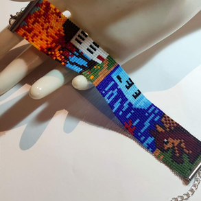 Őszi táj gyöngyszövött karkötő