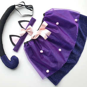 Fekete cicalány farsangi jelmez szett farkinca,+hajpánt+szoknya (csillogó)–AZONNAL VIHETŐ!!!