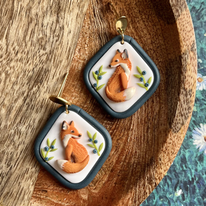 Rókás süthető gyurma fülbevaló