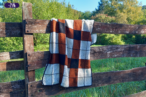 Kézzel horgolt Buffalo mintás takaró