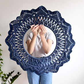 80 cm-es makramé mandala, egyedi fali dekoráció