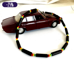 Férfi vagy UNISEX nyaklánc fából, hippi stílusú férfi gyöngy és fa lánc: 44 cm, vintage nyaklánc férfiaknak fából