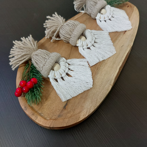 Makramé manó díszek - bézs