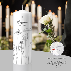 Emlékezés virágai kegyeleti/gyász gyertya