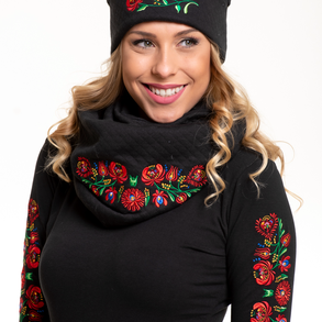 Szervető-matyó sapka - fekete