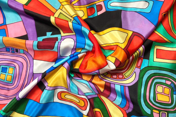 Kézzel festett selyemkendő “Colorful” 75x75cm (pongé 8)