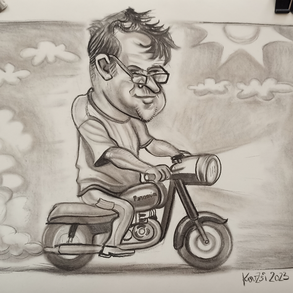 Karikatúra születésnapra, papírra, szénnel rajzolva!