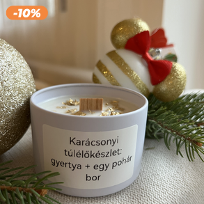 "Karácsonyi túlélőkészlet" - Díszdobozos karácsonyi egyedi feliratos  szójaviasz gyertya