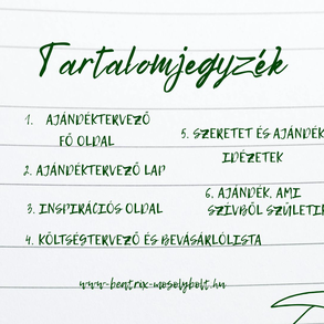 Ajándéktervező – Tudatos, személyes meglepetésekhez, digitális, letölthető, nyomtatható PDF tervezőlapszett