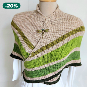 Pisztácia - moha - mogyoró kézzel kötött váll kendő 