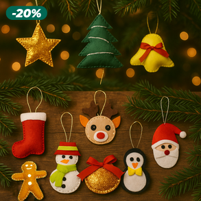 vegyes filc karácsonyfadíszek (5 db/csomag)