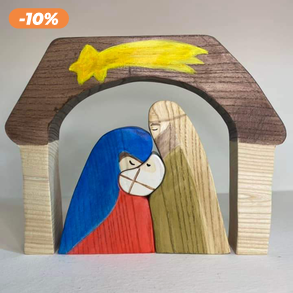 Fából készült ölelkező Szent Család 