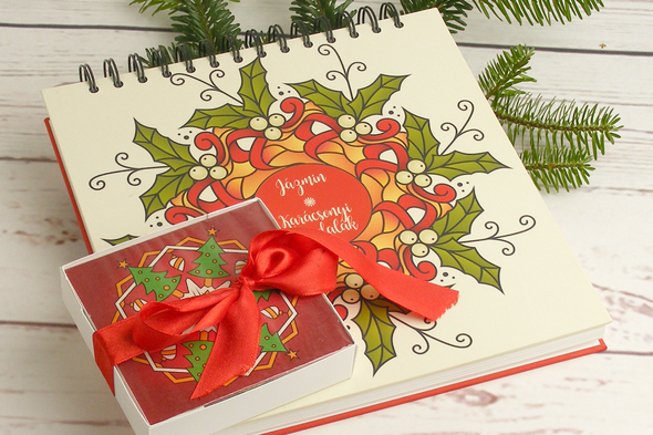 Karácsonyi mandalák - spirálos kifestőkönyv karácsonyi mandala-motívumokkal és mandalás üdvözlőkártyák. 