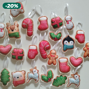 24 darabos apró filc karácsonyfadísz 