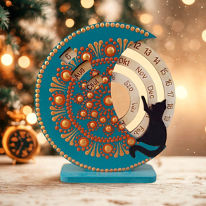 Mini cicás öröknaptár - türkiz-vörösarany