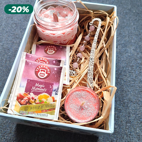 Ajándék box - szójagyertya könyvjelzővel 