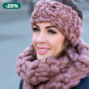 Fejpánt, antik mályva színben  / fülmelegítő kézzel font fonalból