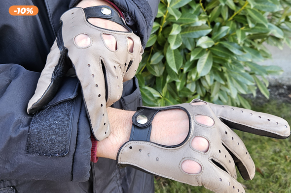 Cappuccino-fekete autós kesztyű 