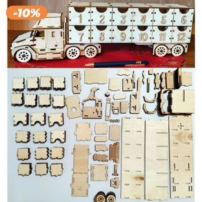 Adventi naptár kamion, összerakhatóan lapra szerelten vagy készen