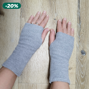 Szürke pamut karvédő, kézmelegítő, kesztyű