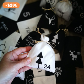 Adventi kalendárium szett, géppel hímzett skandináv - 24 darabos szett