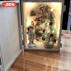 Karácsonyi diorama téli táj, éjjelifény