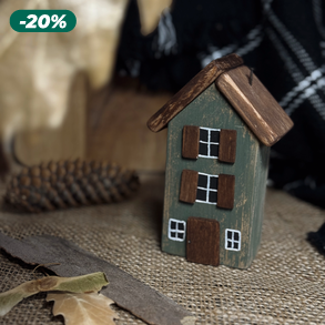 Rusztikus fa házikó dekoráció