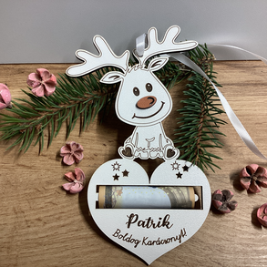 Karácsonyi Pénzátadó és karácsonyfa dísz "RUDI"