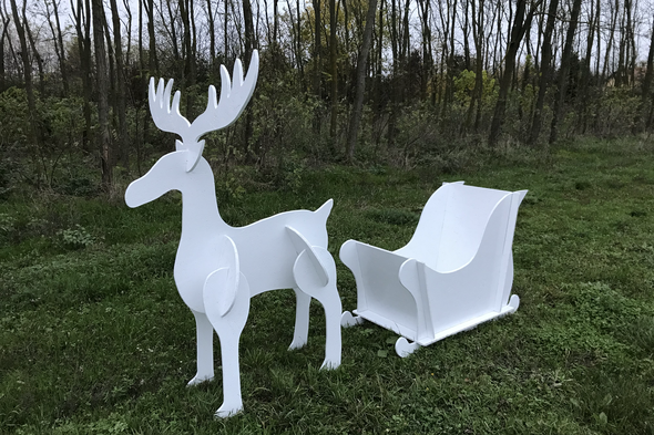 Nagy Szarvas és szán szett karácsonyi dekoráció