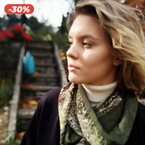 Paisley körsál - zöld patchwork női sál