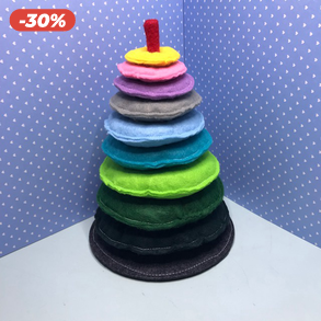 Montessori torony-filcből, tönköly pelyvával töltve