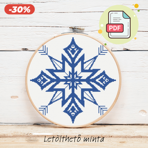 DIGITÁLIS Keresztszemes hímzés minta - Hópehely, "Skandináv Karácsony" kollekció