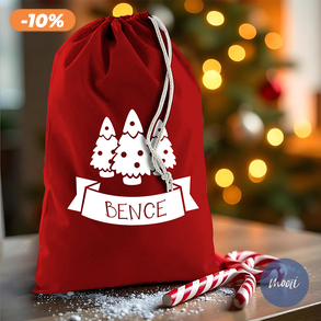Mikulás zsák a kisgyermek nevével - Fenyőfa