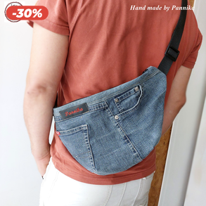 Átvethető farmer táska, testtáska féfiaknak is!