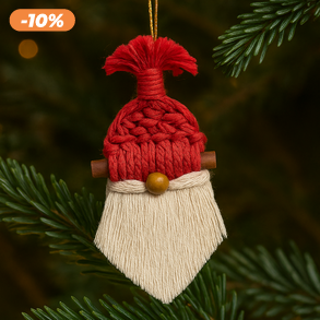 Mikulás makramé karácsonyfadísz