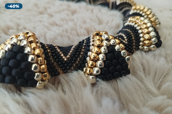 Arany és fekete gyöngy nyaklánc 