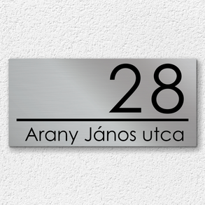 Ezüst modern házszámtábla gravírozással – elegancia és tartósság 4 színben