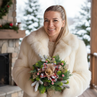 Karácsonyi Ajtódísz – Természetes Hangulatban, Skót Masnival