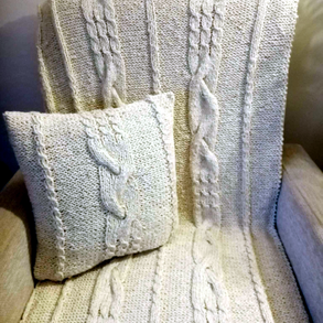 Kézzel kötött fotel terítő + párna 