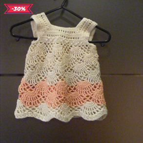 VINTAGE lányka horgolt Retro dizájnos ruha 