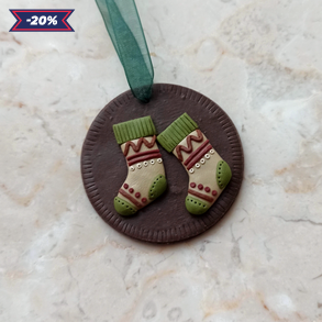 Gyurma karácsonyfadísz - zokni